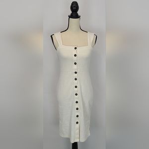 Madewell Texture & Thread Gauze Button Front Dress, Cream, size XS